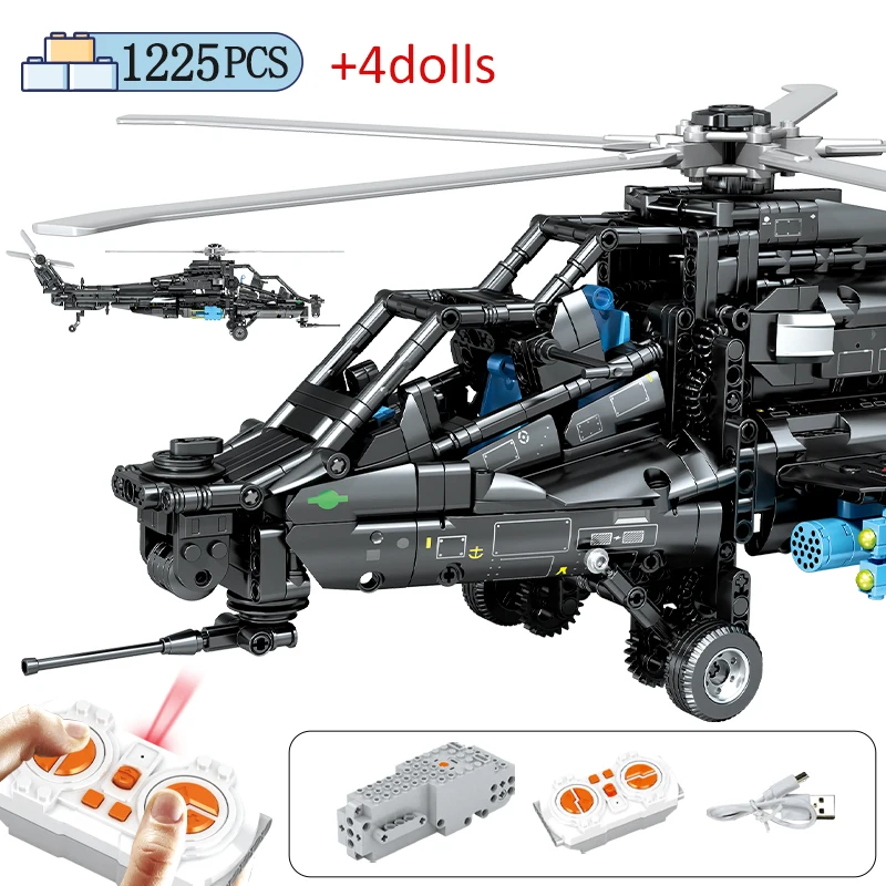 

1225pcs City WW2 Electric Remote Control Military Airplane Building Blocks RC Fighter Weapon Helicopter Toys For Kids Gifts