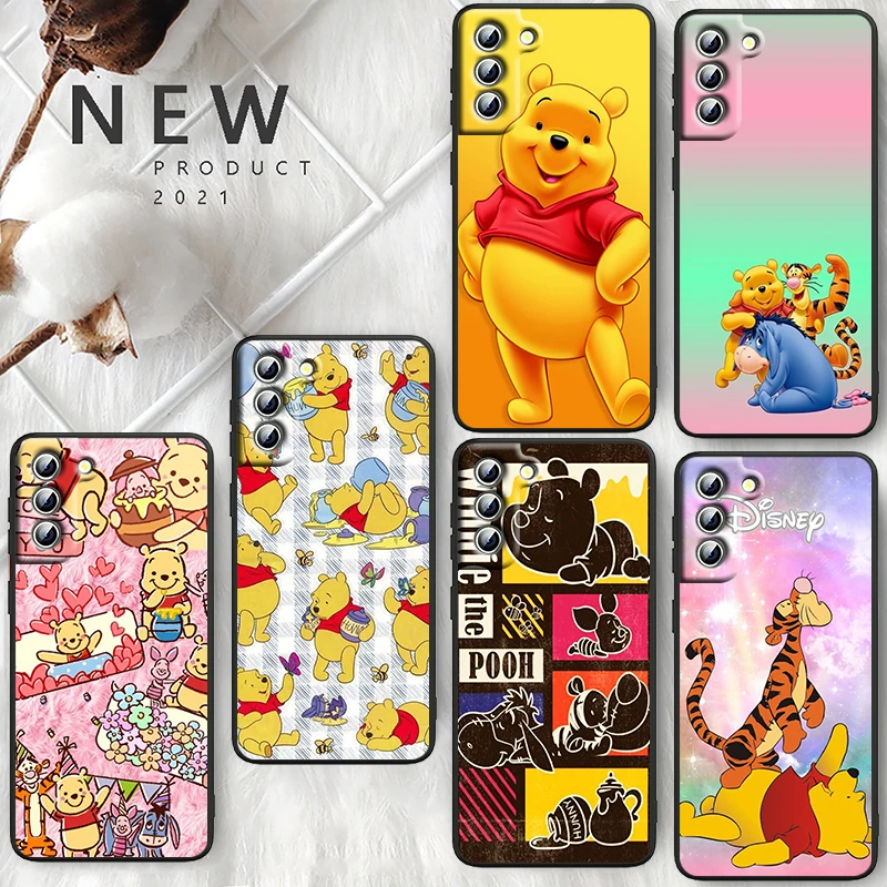 

Disney Cartoon Pooh Bear Phone Case For Samsung Galaxy S23 S22 S21 S20 FE Ultra Pro Lite S10 5G S10E S9 Plus Black Funda