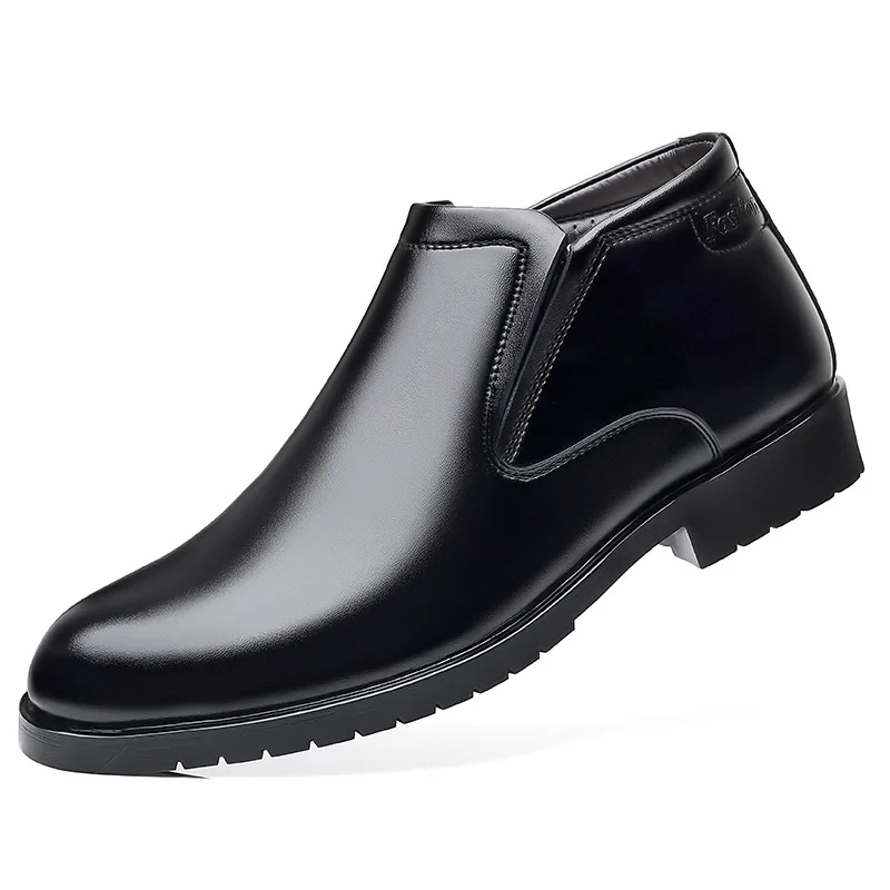 

Мужские ботильоны, деловые повседневные мужские зимние ботинки, рабочая обувь, мужские кожаные ботинки с мехом, зима