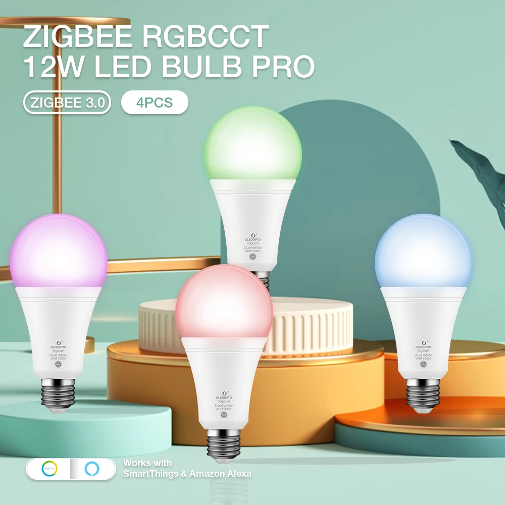 

4 шт., светодиодные лампы Zigbe E27/E26 Pro, 3,0 г, 12 Вт