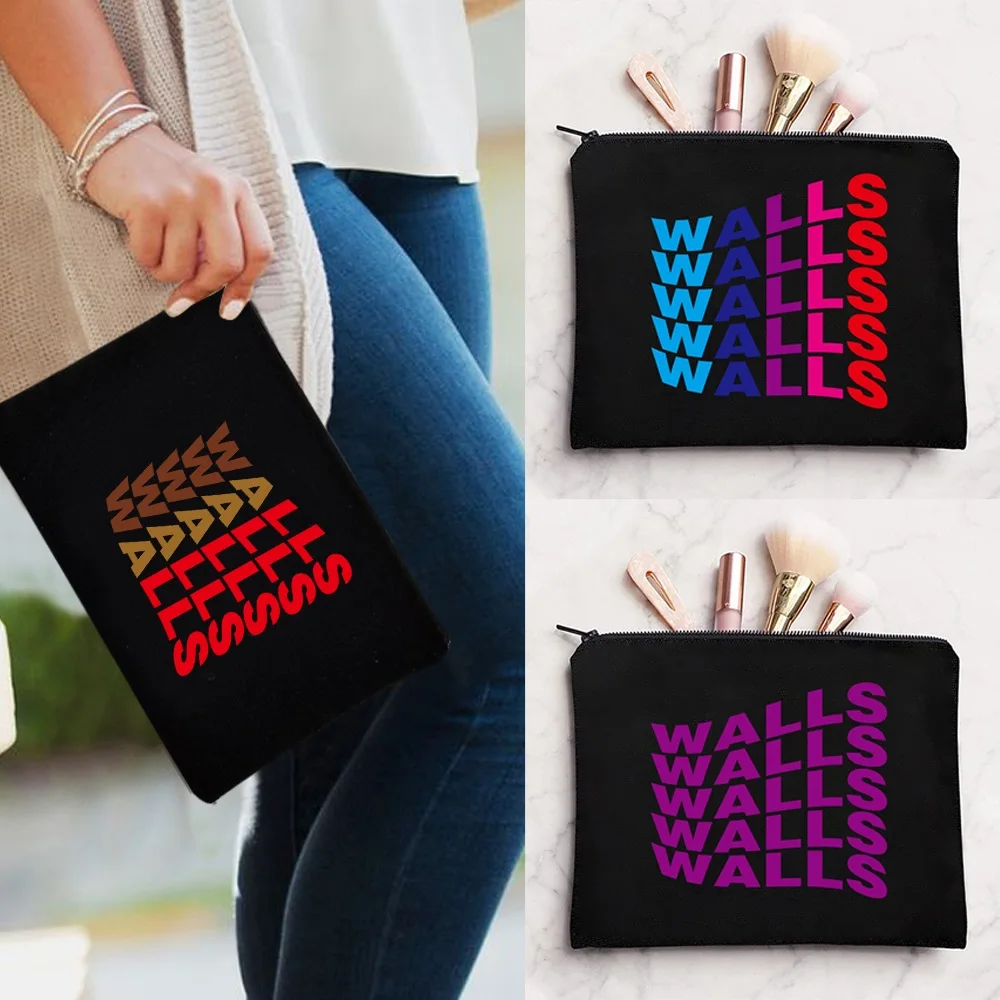 

Make Up Bag Portable Travel Cosmetic Wash Bag Zipper Pouches Toiletries Organizer Pencil Bag Wallet Pouch Walls Print