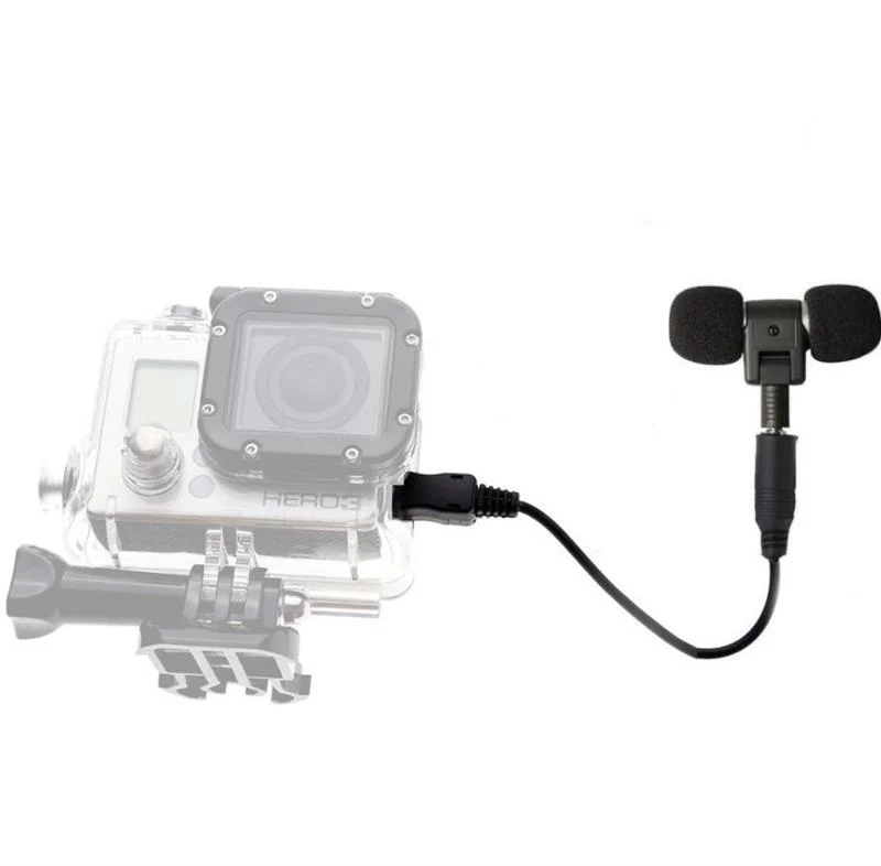 Фото Профессиональный мини-стереомикрофон + чехол со стандартной рамкой для Gopro Hero 4 3+ 3 USB-адаптер для микрофона 3,5 мм, аксессуары для шнура №5