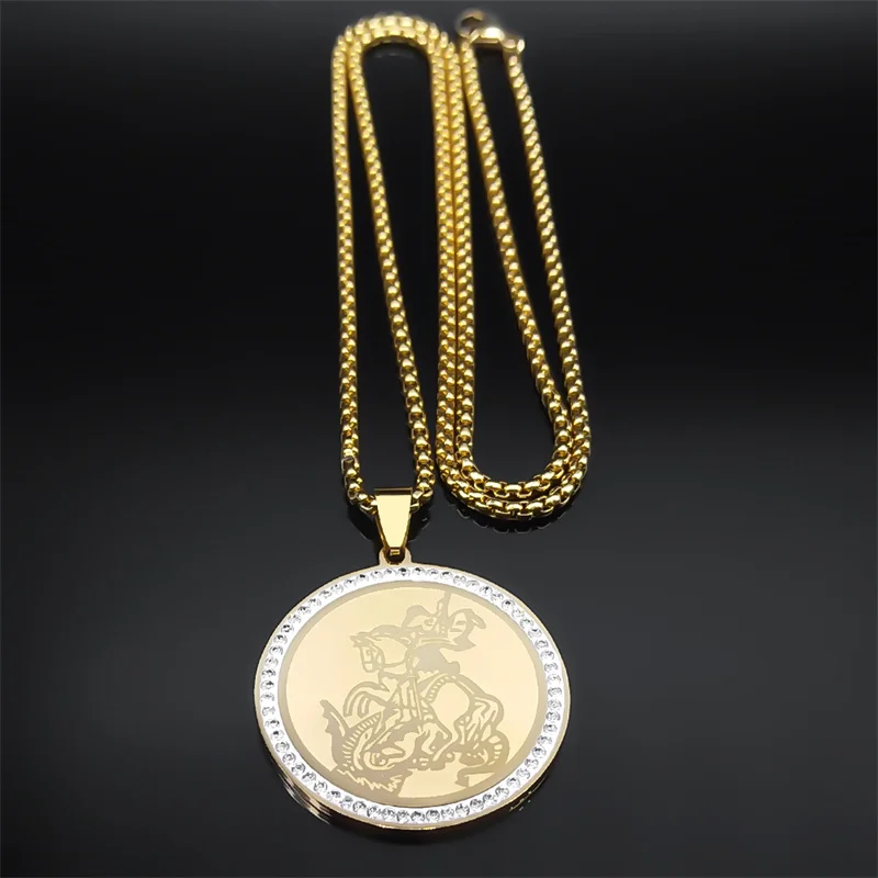 Archangel St. Подвеска с Майклом для женщин и мужчин золотистая цепочка из нержавеющей