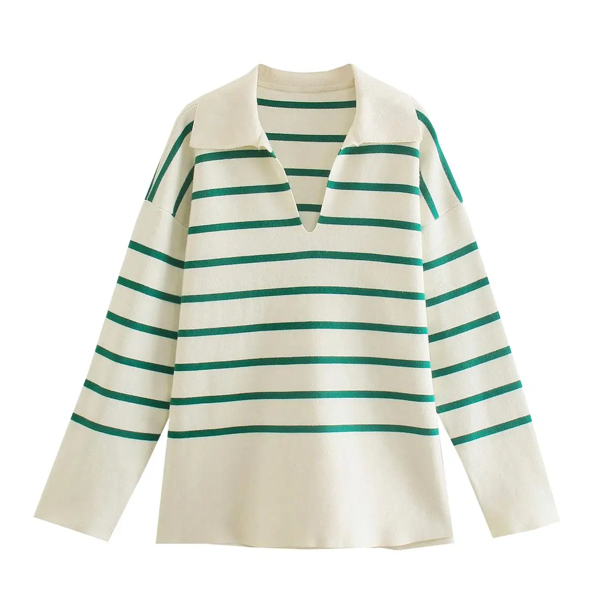 

Fall 2022 new loose striped sweater mid length pullover fashion sweater
