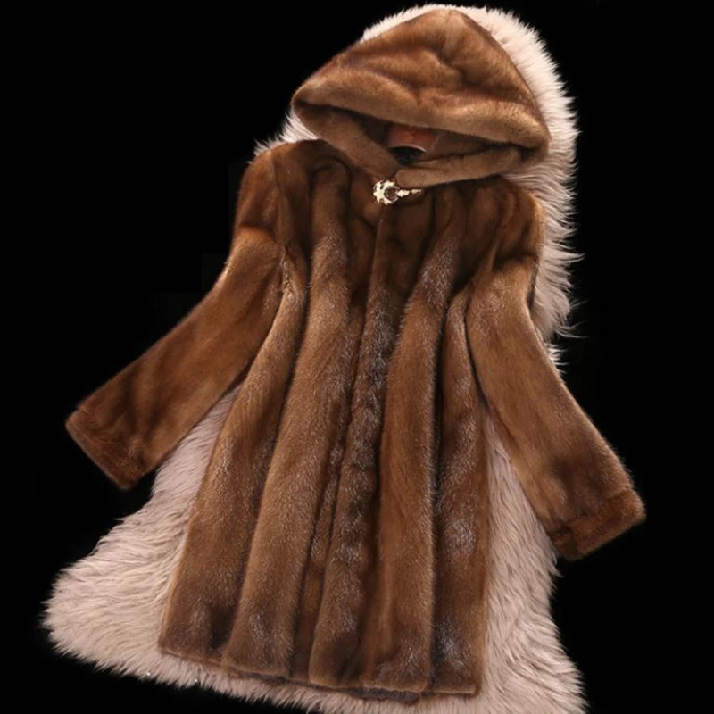 Women mink coats female mink fur coat genuine long fur coat ladies winter clothes oversize 6xl 5xl 7xl Imitation fur coats