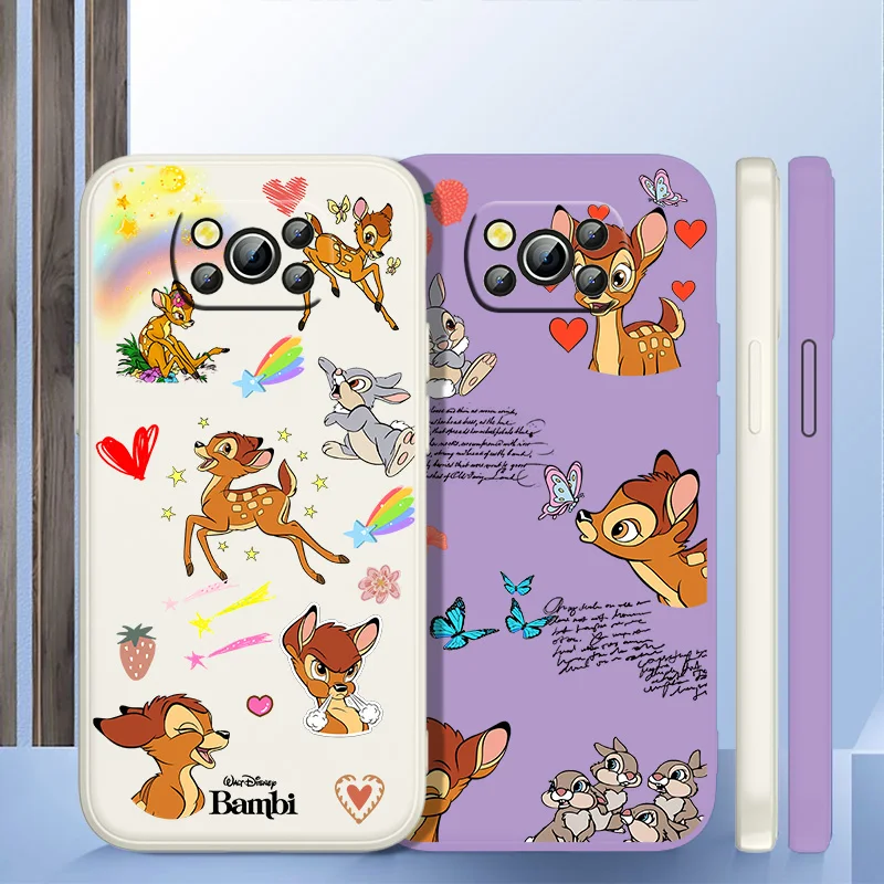

Disney Cute Bambi Phone Case For XiaoMi POCO X2 X3 X4 GT NFC Pro M3 M4 Pro F3 F4 GT C3 C31 C40 Liquid Rope Funda Cover Soft Back