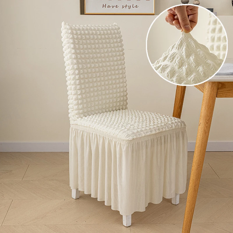

Утолщенный трехмерный чехол на стул Seersucker кружевная юбка для домашнего использования полноразмерный эластичный цельный чехол на стул для столовой