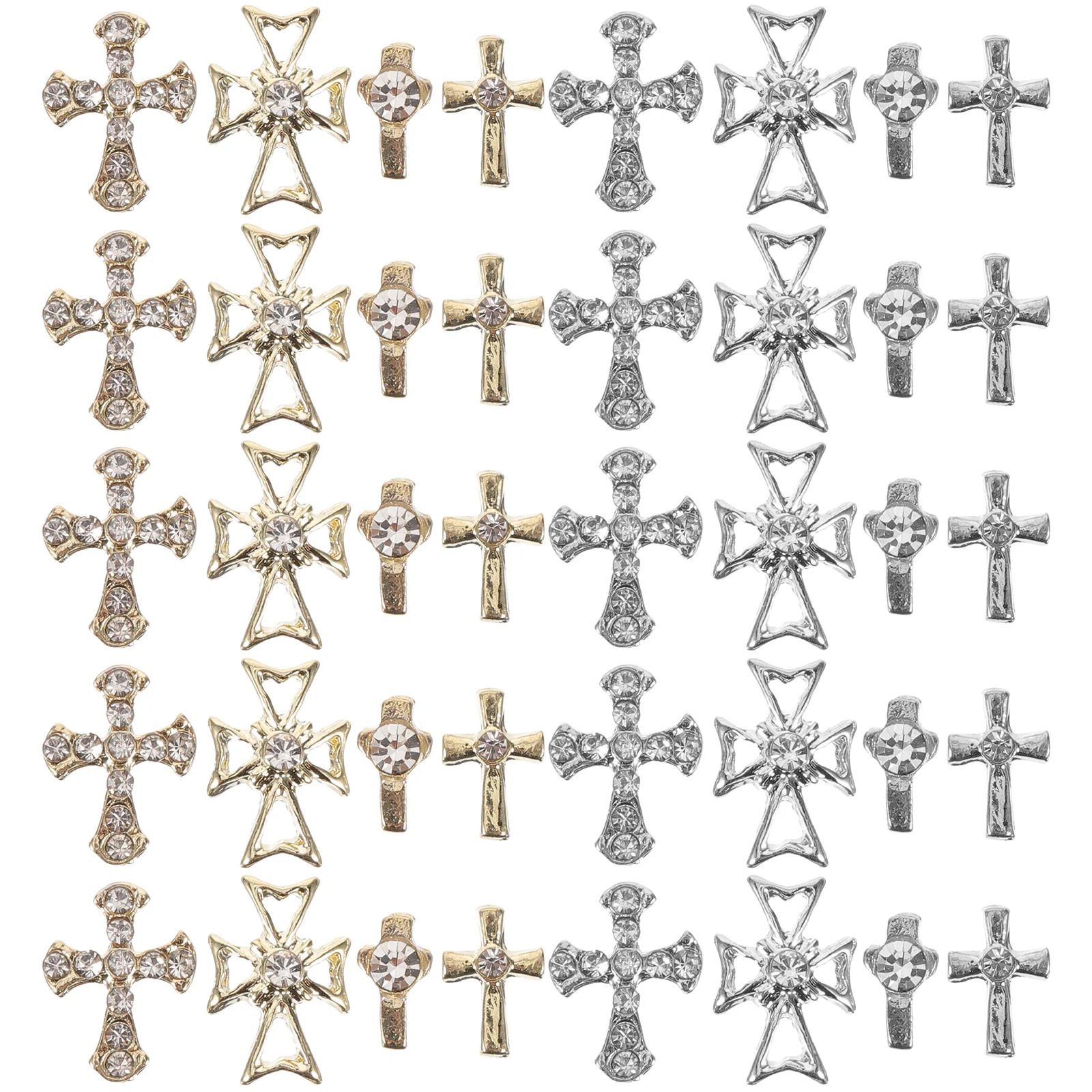 

Rhinestones Nail Charms Goth Nails Design Cross Acrylic Western Pearl Decor