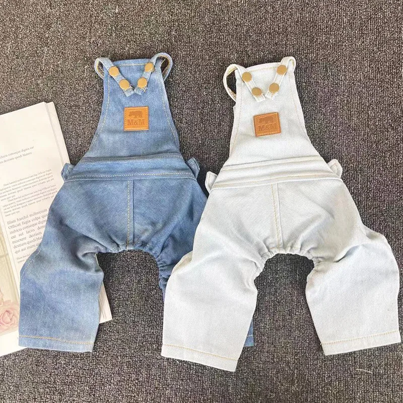 Pet Dog Clothes Cute Denim Overalls Spring Autumn Clothes Puppy Teddy Costume Dog Costumes Dog Onesie Dog Jumpsuit