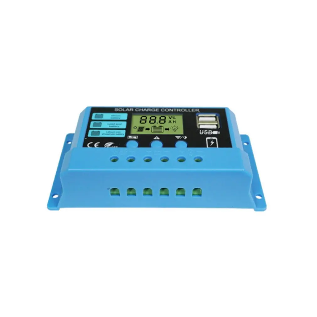 

Solar Controller Iron Lithium Lead Acid Shared 12V 24V Solar LCD Photovoltaic PWM Controller Solar Charger Regulator 10A