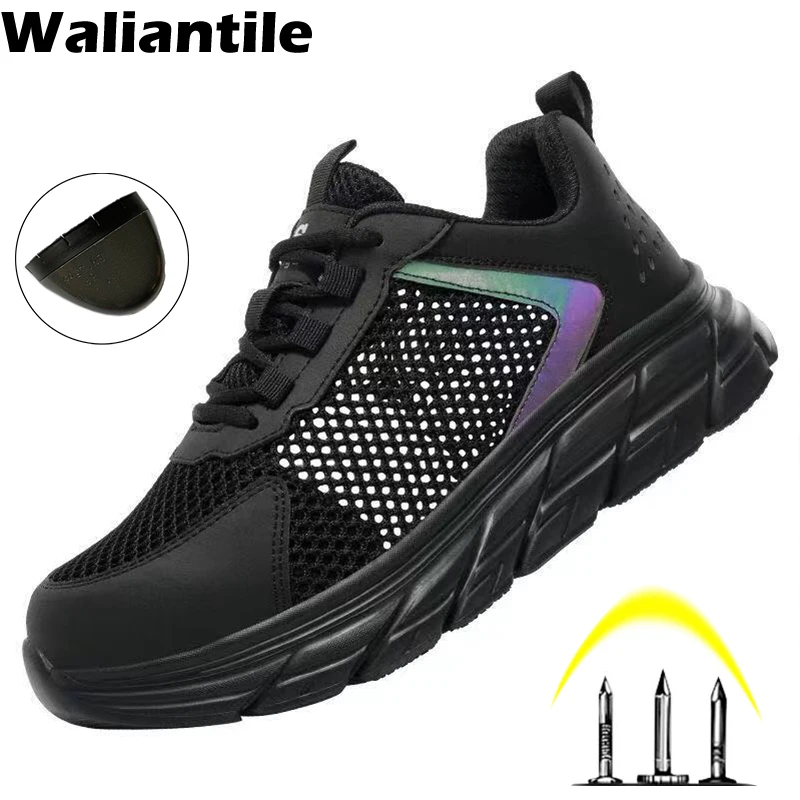 

Waliantile Steel Toe Safety Work Shoes For Men Summer Industrial Working Boots Puncture Proof Non-slip Indestructible Footwear