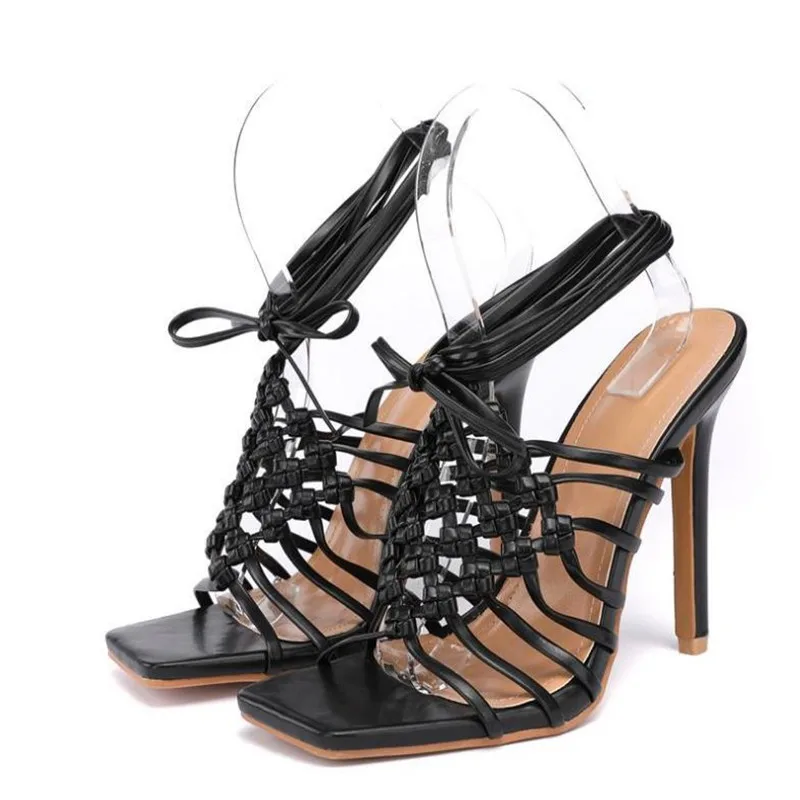 2022 Women Sandals Ladies wedding Shoe Party Thin High Heel Shoes Summer  Sexy Gladiator Woven Hollow Narrow Band Lace-Up Sandals - купить по  выгодной цене | AliExpress