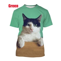 2022 new fashion cat 3d printed t shirt summer casual menswomens cute breathable short sleeved t shirt