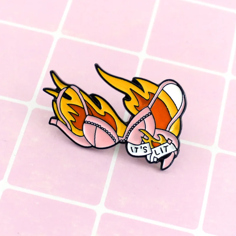 

SALeeee The new IT'S LIT bikini bikini brooch raging flame dripping oil brooch badge jewelry special gift