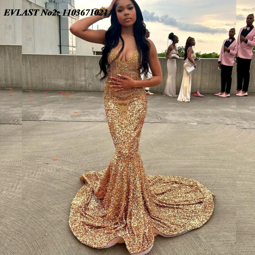 EVLAST Золотое платье-русалка YEAE E2P336