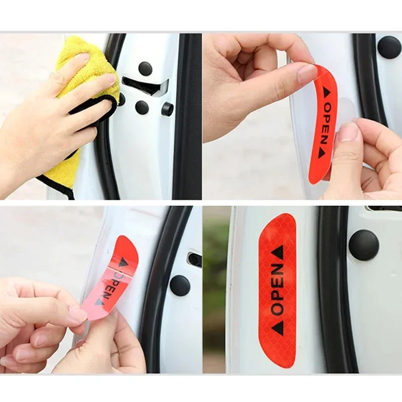 4 szt. Zderzak drzwi samochodu odblaskowe otwarcie ostrzegawczy pasek bezpieczeństwa samochód ciężarowy motocykl antykolizyjny blask ciemny