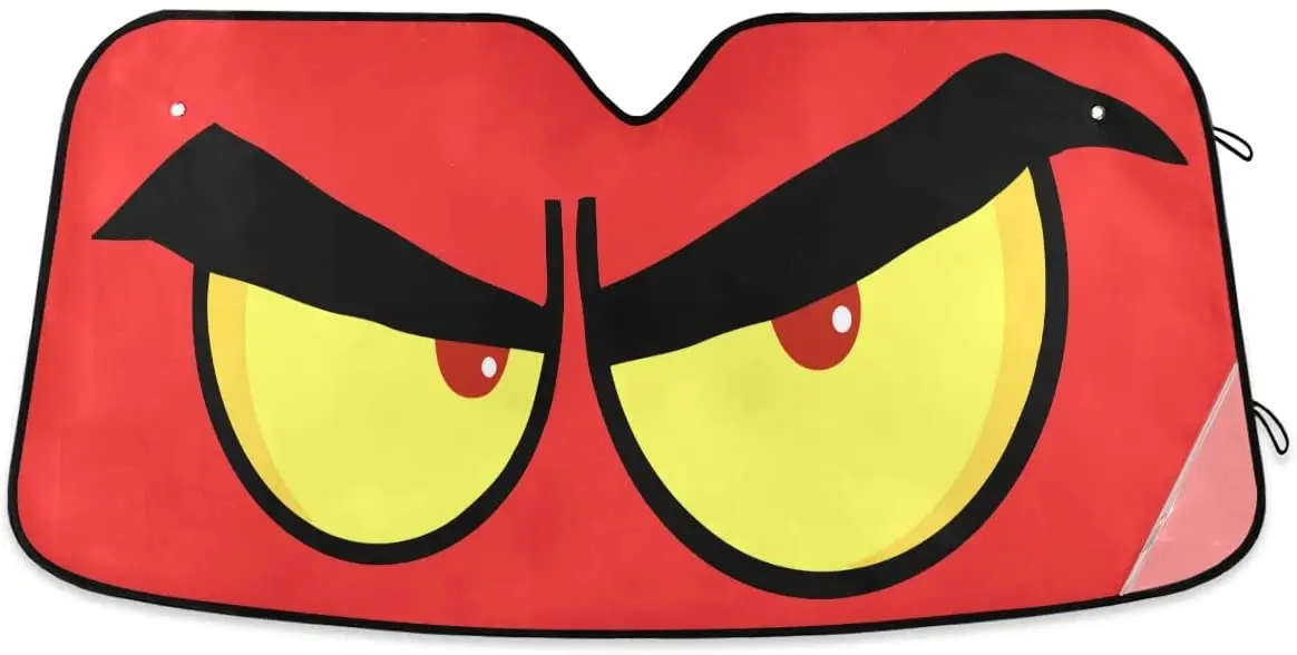 

Angry Car Eyes Car Windshield Sun Shade Summer Red Car Sun Visor for UV Rays and Sun Heat Protection Don't Touch My Car Blocks H