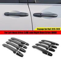 carbon black car door knob protector door handle frame cover garnish trim for honda stepwgn rp3 rp5 2015 2020 accessories
