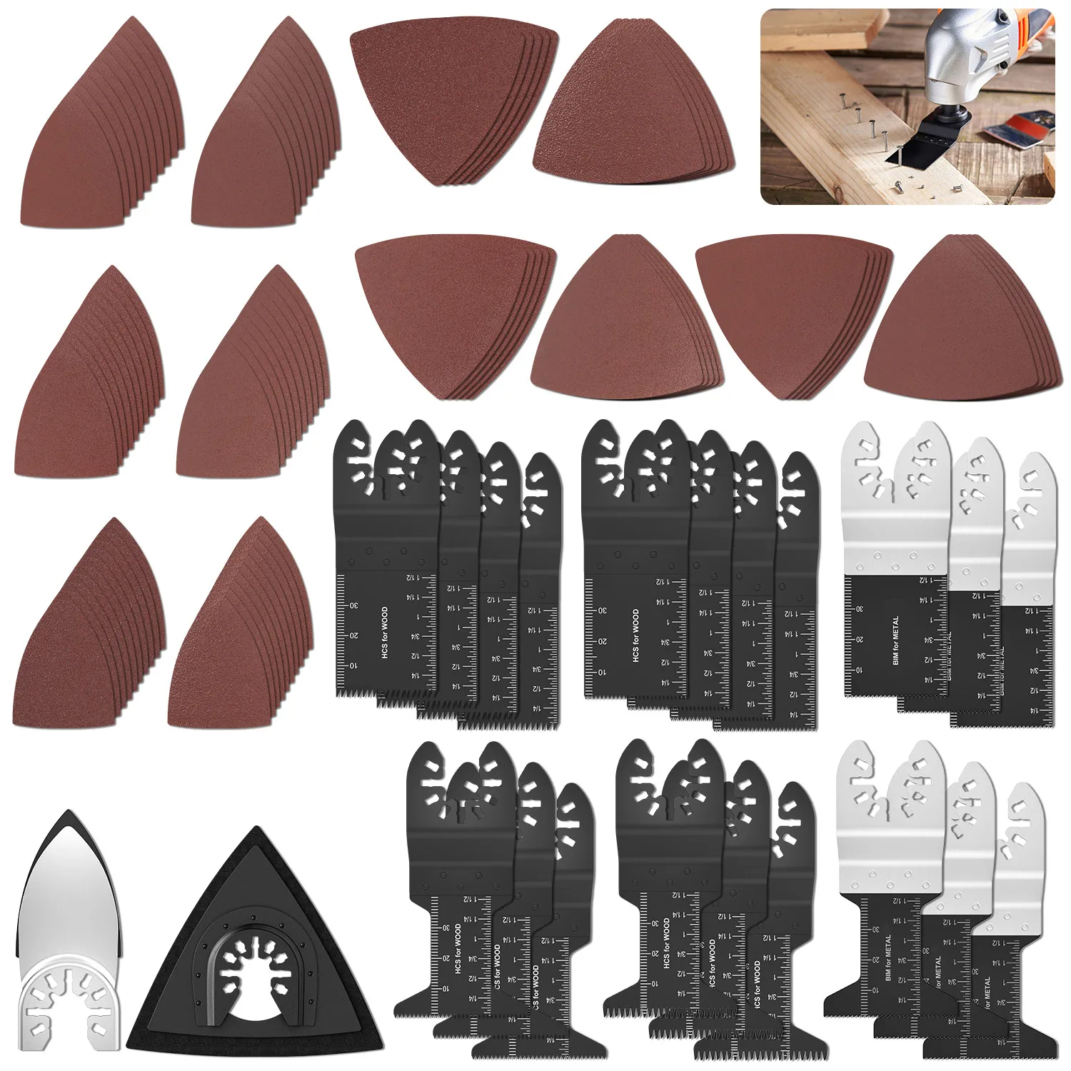 

Oscillating Saw Blades Metal Oscillating Tool Blades Universal Carbide Multitool Blades Quick Release Tools Kit for Cutting Wood