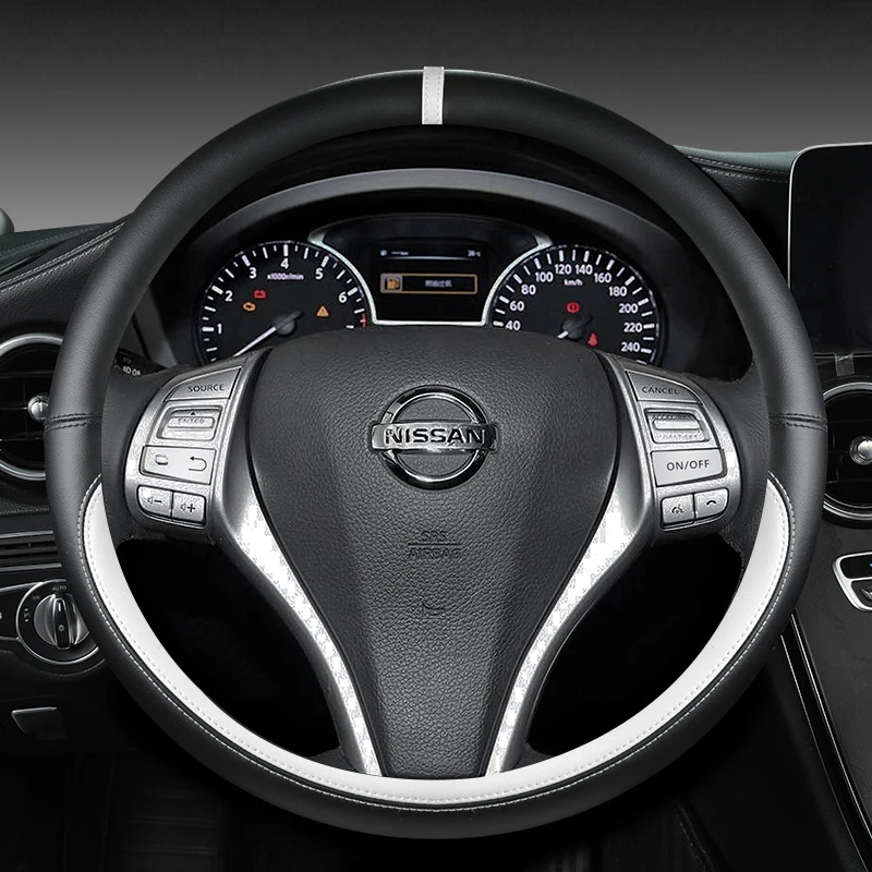 Car Steering Wheel Cover 38cm15" For Nissan Versa Almera Primera Tiida Terrano Qashqai J10 350z Kicks Patrol Murano NV200 Xtrail