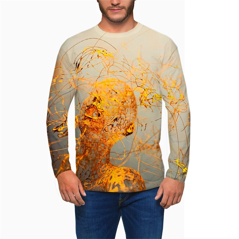 

Футболка мужская оверсайз с длинными рукавами и круглым вырезом