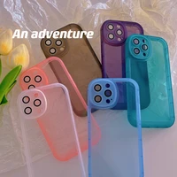 camera protection with lens film clear silicone phone cover bag for iphone 11 12 13 pro max candy color soft shockproof case