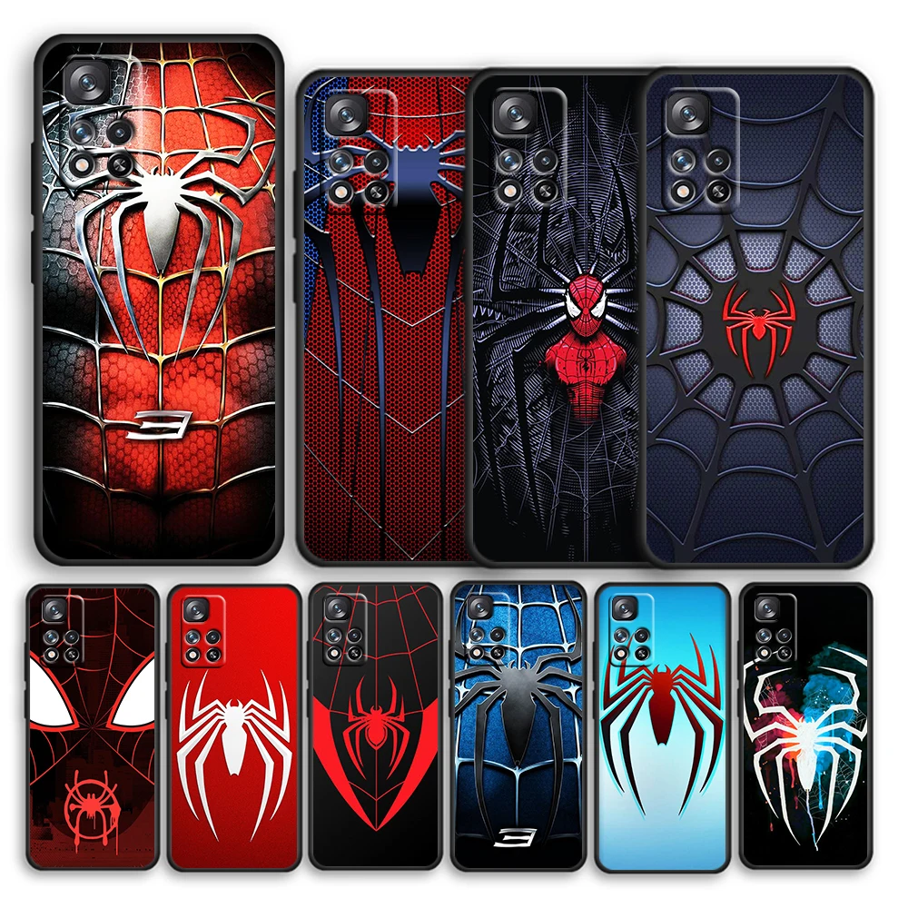

Marvel SpiderMan Avengers Cool Black Phone Case For Xiaomi Redmi Note 12 11E 11S 11 11T 10 10S 9 9T 9S 8T 8 Pro Plus 5G Cover