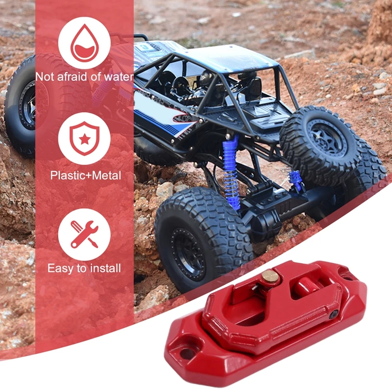 Winch Control Mount Plate Metal Hook Recovery Tool Suitable for RC Crawler Car Axail SCX10 TRX4 Red