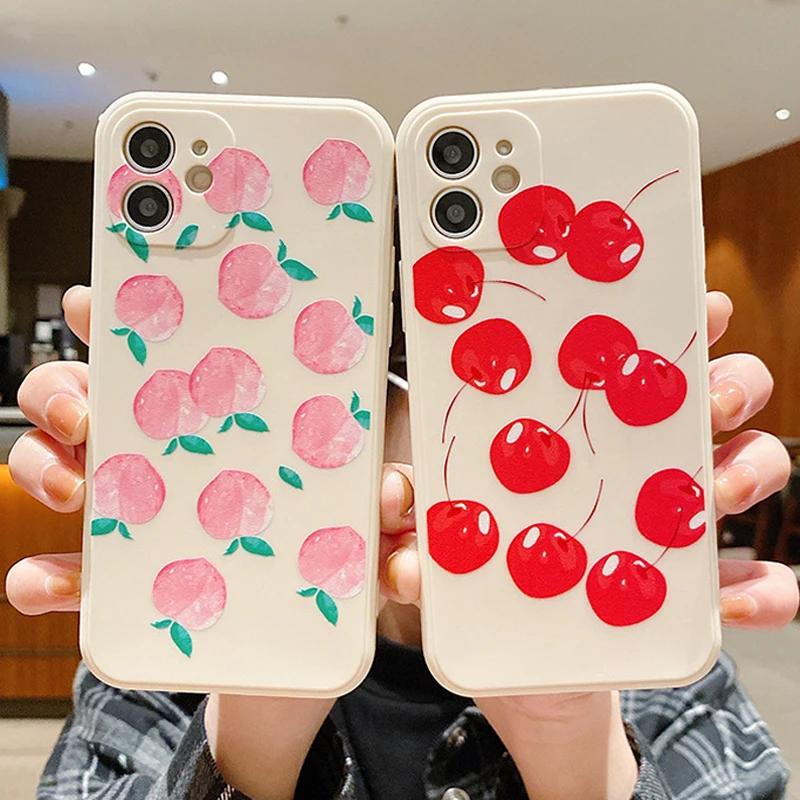 

Peach Cherry Simplicity Cases For iPhone 11 12 13 Pro Max Mini Pro Max X XR XS Max SE 2020 6 7 8 6S Plus Soft Silicone Cover