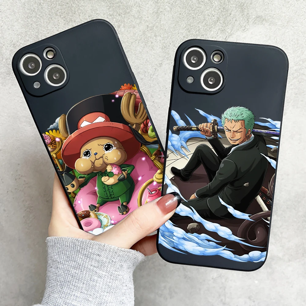 

ONE PIECE Japan Anime Phone Case For Apple iPhone 11 12 13 Pro Max 12 13 Mini X XR XS Max 5 6 6s 7 8 Plus Back Funda Black