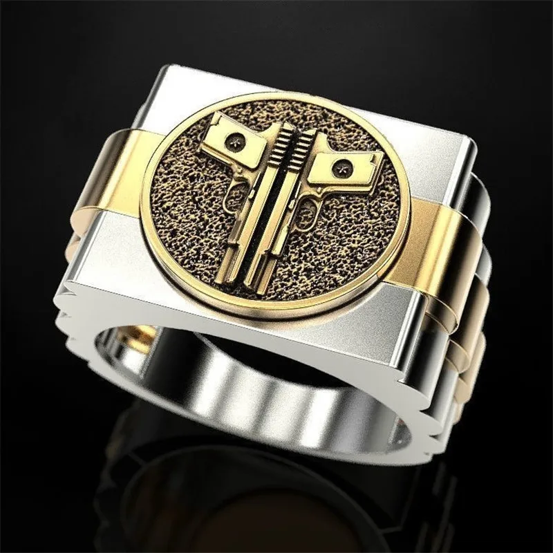 Уникальные кольца с пистолетом индивидуальные винтажные в готическом стиле панк