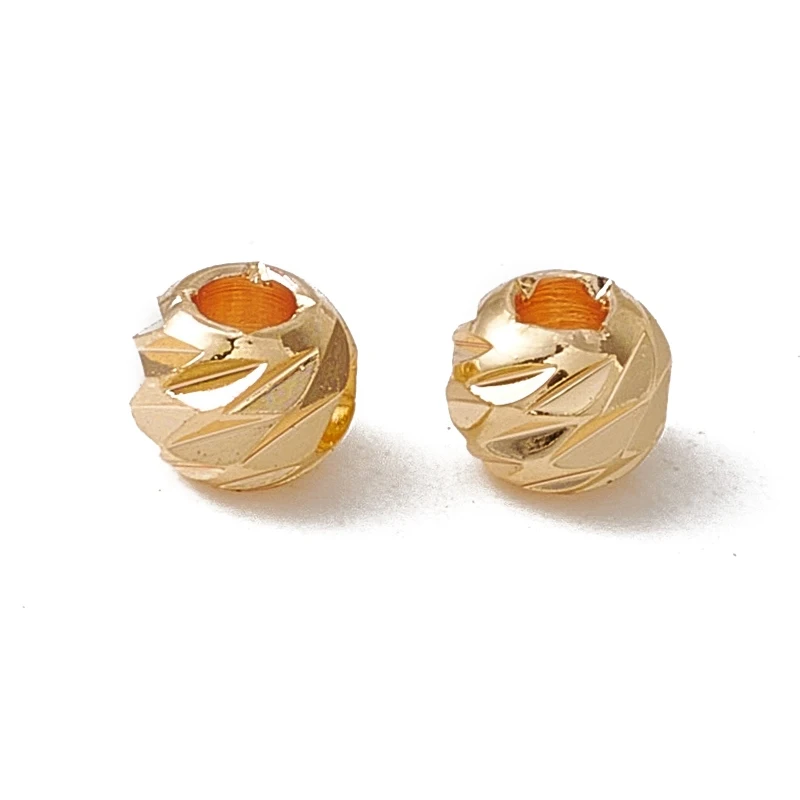 50 шт. латунные бусины долговечное покрытие круглое из настоящего 18-каратного