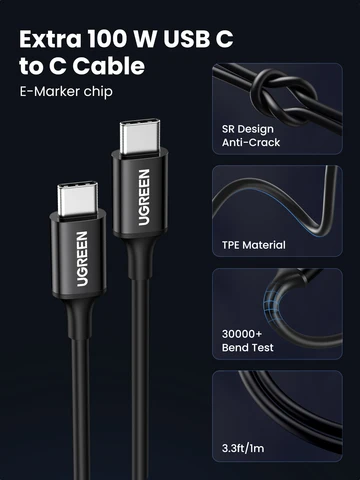 Автомобильное зарядное устройство UGREEN, 130 Вт, USB C, с кабелем PD