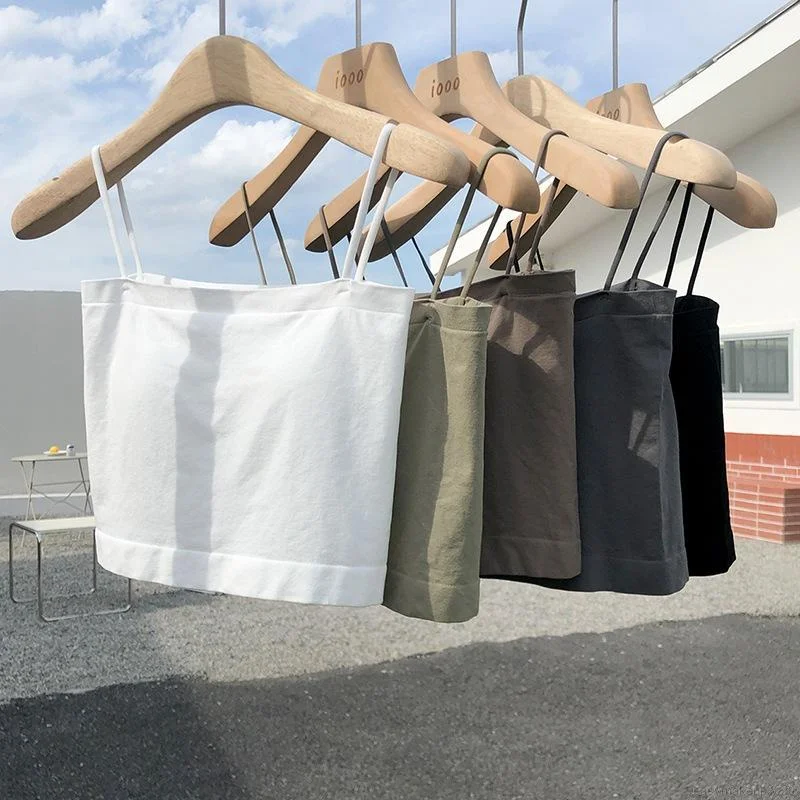 

Women solid color camisole Korean beauty strap chest pad tube top nine points base vest