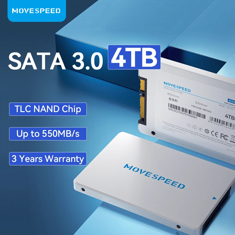 Внутренний твердотельный накопитель MOVESPEED SATA3.0 SSD 512 ГБ 1 ТБ TLC, 256 ГБ