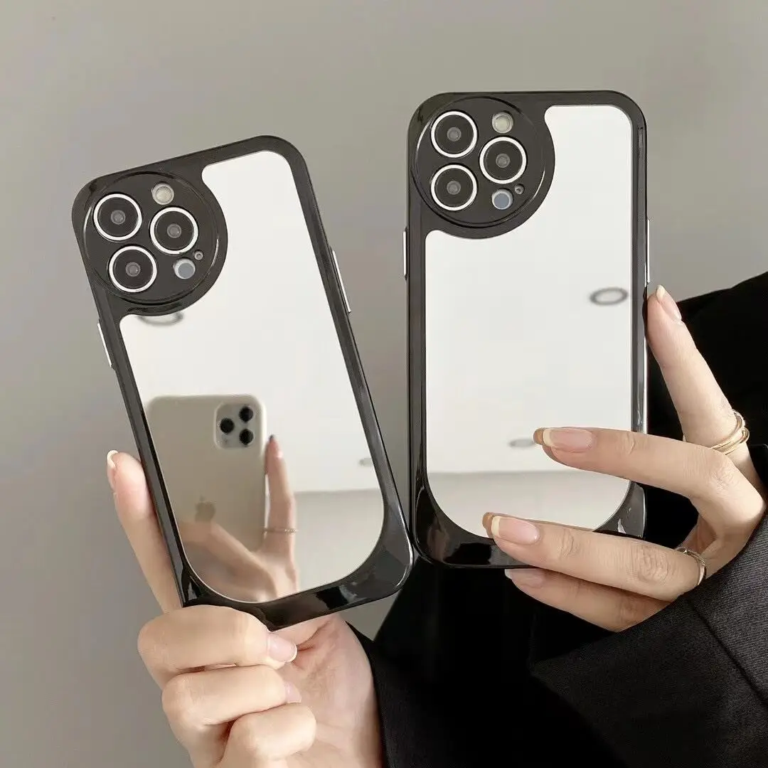 

Fashion Make Up Mirror Surface Black Phone Case Cover for IPhone 14 Plus 11 12 13 14 Pro Max Shockproof Cases for IPhone 14 Case