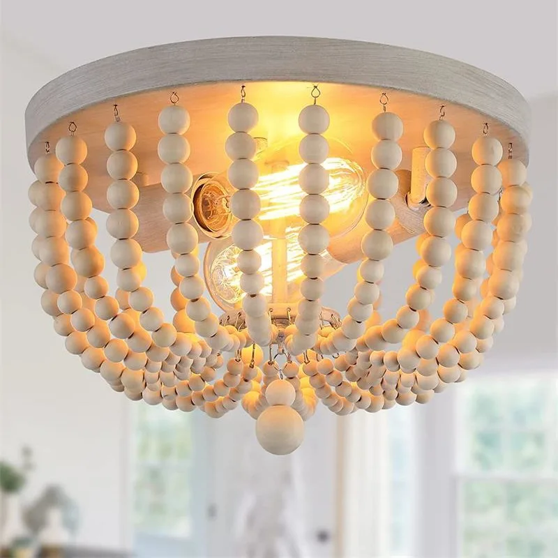 

Wooden Bead Pendant Lamp, Bedroom, Living Room, Study, Corridor, Stairway, Oak White, Bosi Style Restaurant, Ceiling Lamp