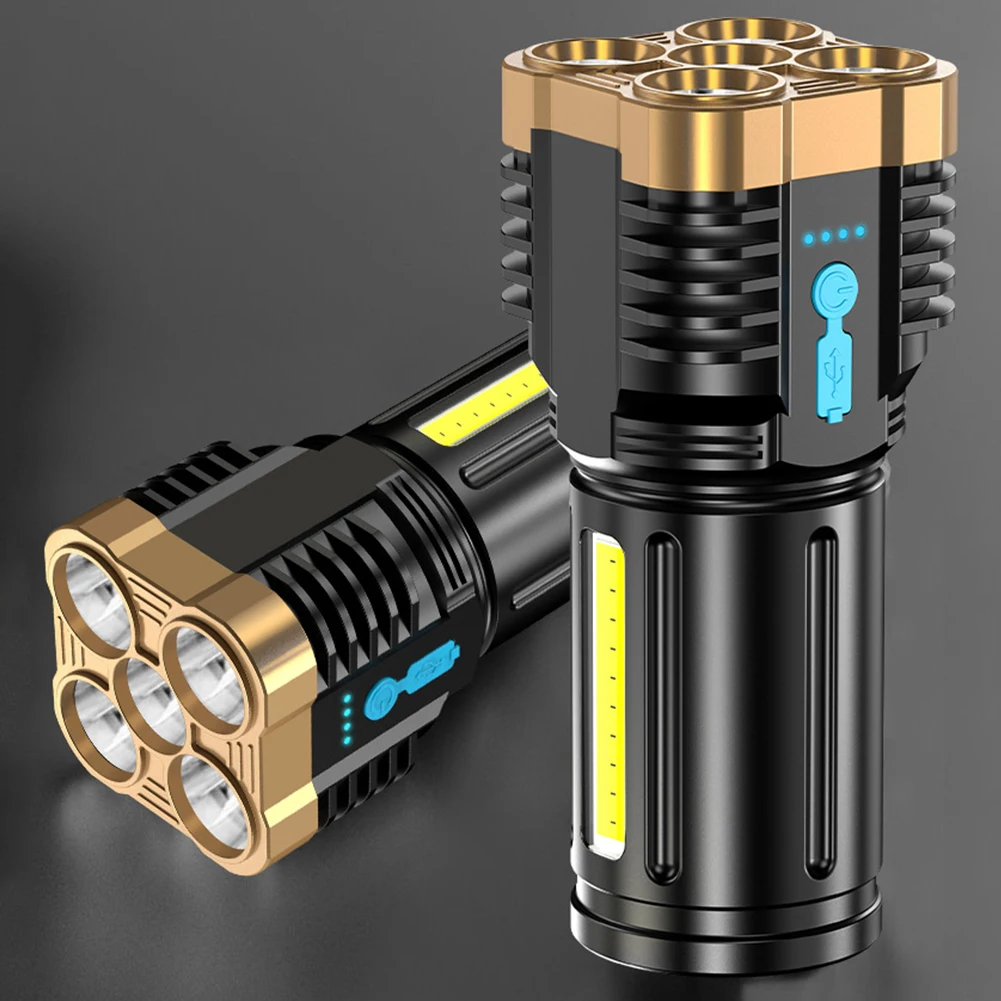 

500LM Portable Flashlight USB Rechargeable Power Display Torch Warning Lantern Outdoor Camping Hiking Fishing Tool