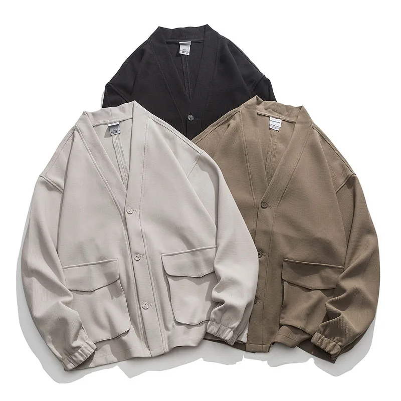 

Куртка мужская повседневная в стиле хип-хоп, модный винтажный кардиган свободного покроя, верхняя одежда в японском и корейском стиле, пальто Cityboy