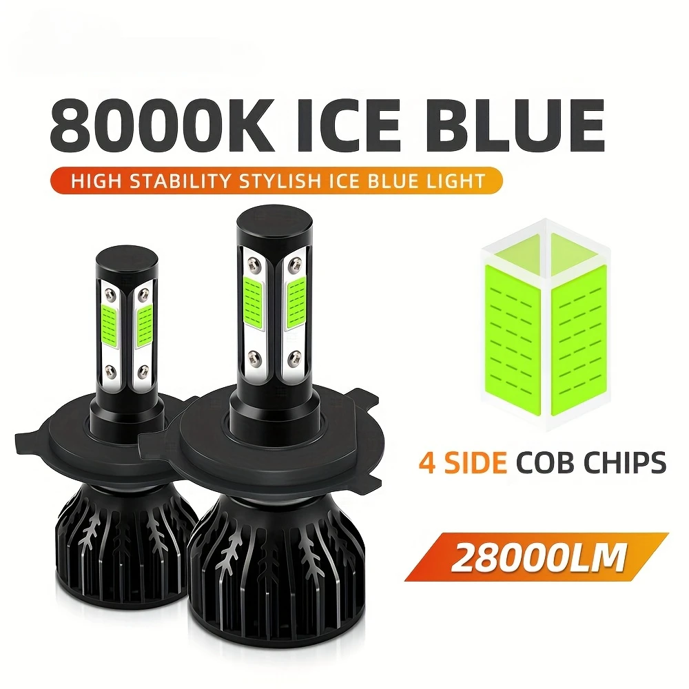 28000LM Ice Blue 9005 HB3 9006 HB4 H4 H7 H11 H13 9004 9007 Светодиодные фары дальнего/ближнего света 200 Вт