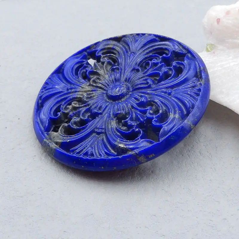 Натуральный камень резной цветок лазурит подвеска из бисера 60x7 мм 37 7 г