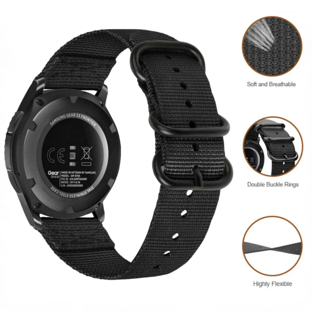 Strap For Samsung Galaxy Watch 46mm/Gear S3 Classic/Frontier/3 45mm Huawei Watch 3/GT 2 46mm for 22mm Nylon Bracelet Amazfit GTR