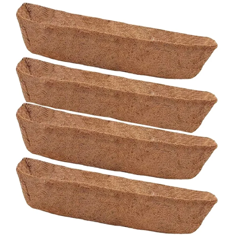 

24 Inch Coconut Liners For Planters,Horse Trough Coco Liners For Window Box/Hanging Trough Planter 4 Pack