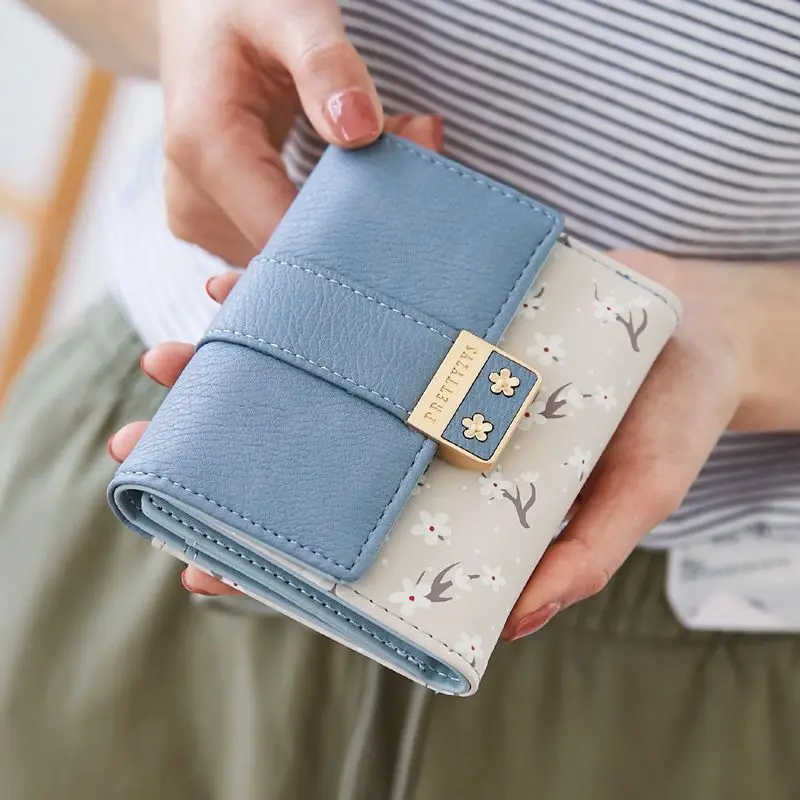 

Wallet PU Leather Printing 2023 New Wallet Buckle Bag Large Capacity Student Short Wallet