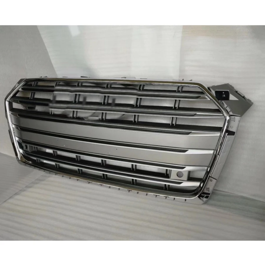 

For S4 Style Front Sport Hex Mesh Honeycomb Hood Grill Chrome Gray for Audi A4/S4 B9 2017-2019
