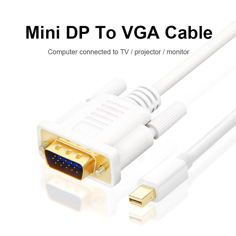 Фото Переходник Mini DisplayPort с VGA-кабелем, переходник с Mini DP на VGA-кабелем, 1,8 м, монитор «Папа-папа» для MacBook Air Pro, ПК, ноутбука №1