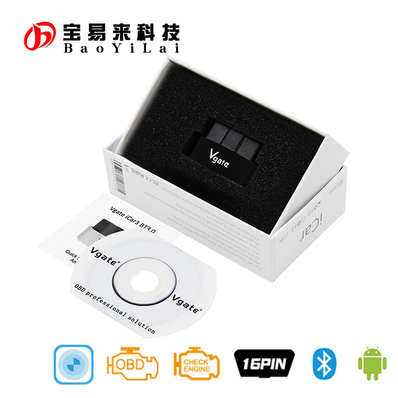 VGATE ICAR3 Bluetooth 3 0 черный OBD2 Поддержка bпогружения для B MW