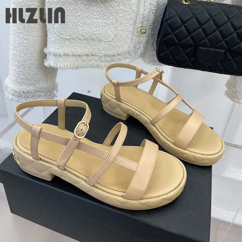 

2023 new high-heeled slippers women's summer thick sole fashion outer wear tide wedged sandals high heels 3cm size 35-41