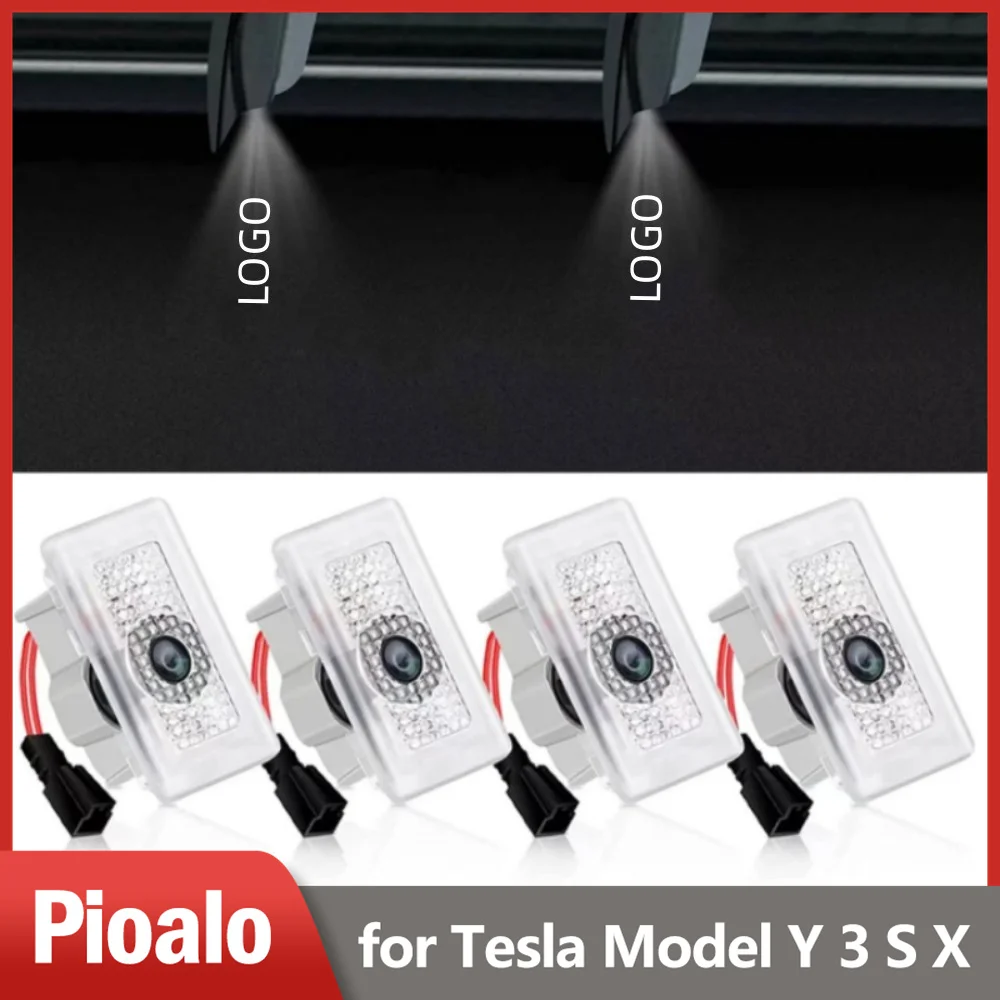 

4pcs Car Door Logo Projector Lights for Tesla Model 3 Y S X , Ultra-Bright Tesla Puddle Lights Welcome Courtesy Step Door Lamps