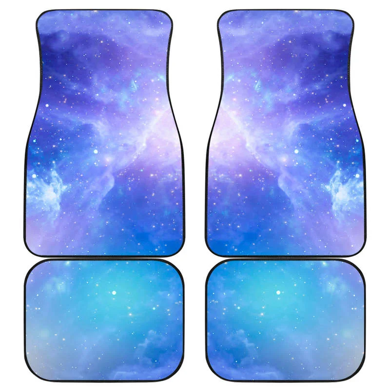 

Blue Light Nebula Galaxy Space Print Front and Back Car Floor Mats Heavy Carpet Front and Rear Full Set 4PCs Pack